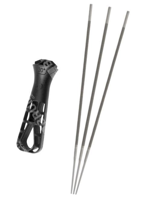 Kit Manico + 3 Tondini (Lime tonde) per affilatura catena Motosega passo 3/8" 1.5/1.6